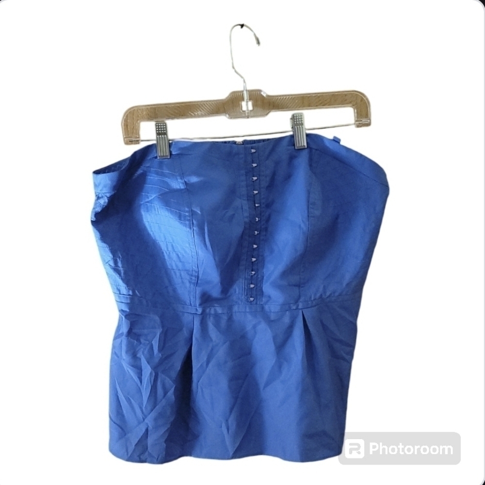 Eloquii Blue Strapless Corset Peplum Top Plus Size 14W